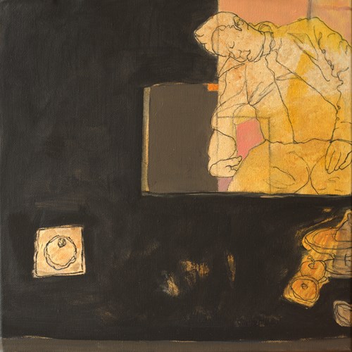 Endormi VIII-30x30 - huile sur toile